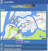 Example mobile website, map screenshot