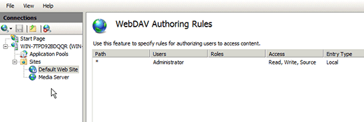 IIS WebDAV Authoring rule